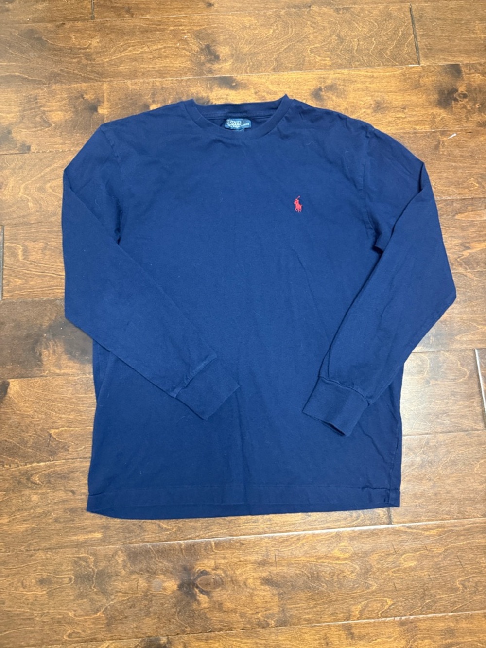 Polo by Ralph Lauren Navy Long Sleeve Crew with Red Pony Logo